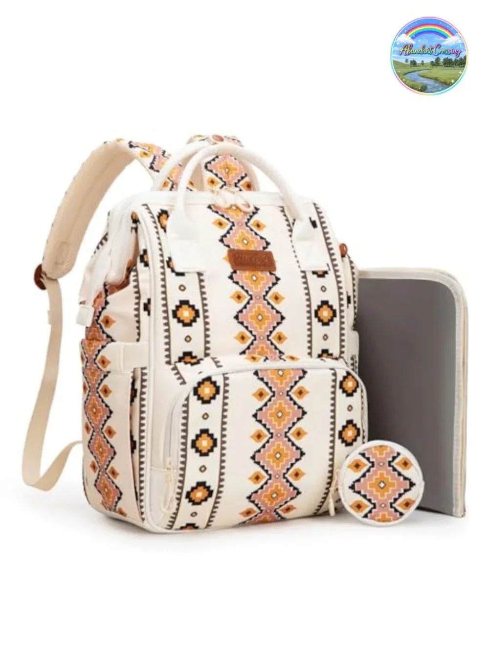 Aztec Diaper Backpack - Multi-Function Travel Daypack, Insulated Pockets, Water